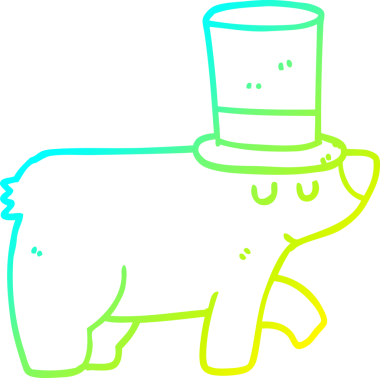 Bir insan tarafından çizilmiş silindir şapkalı çizgi film ayısının çizimi.