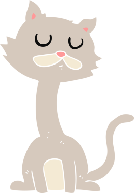 Bir insan tarafından çizilmiş kedinin düz renk çizimi