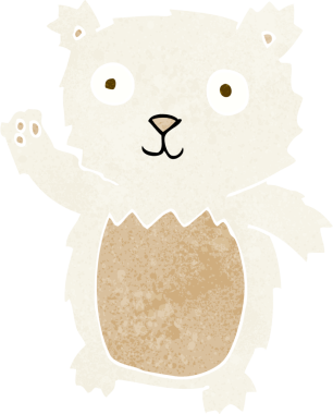 Bir insan tarafından çizilmiş kutup ayısı yavrusunu sallayan çizgi film.