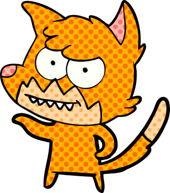 Bir insan tarafından çizilmiş sırıtan tilki çizgi filmi.