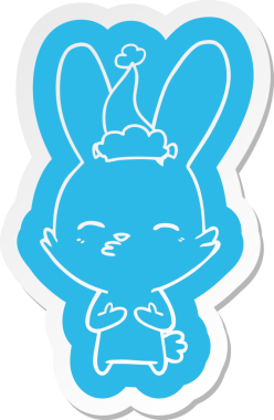 Bir insan tarafından çizilmiş Noel Baba şapkasının garip bir karikatür çıkartması.