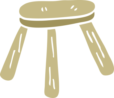 Bir insan tarafından çizilmiş ahşap bir tabure karalaması.