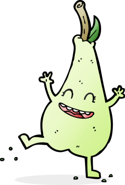 Bir insan tarafından çizilmiş mutlu dans eden armut.