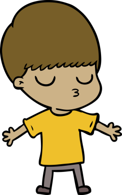 Bir insan tarafından çizilmiş sakin çocuk çizgi filmi.