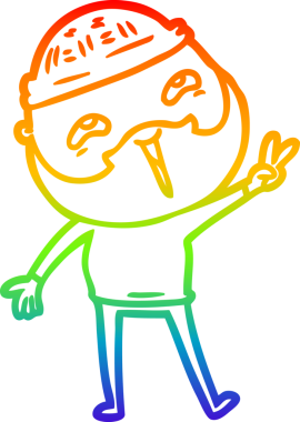 Bir insan tarafından çizilmiş mutlu sakallı bir adamın çizgi çizimi.