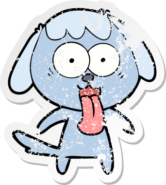 Bir insan tarafından çizilmiş şirin bir köpeğin sıkıntılı çıkartması.