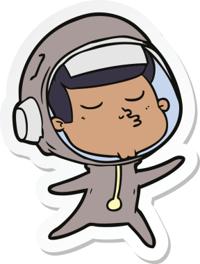 Bir insan tarafından çizilmiş kendine güvenen bir astronotun çıkartması.