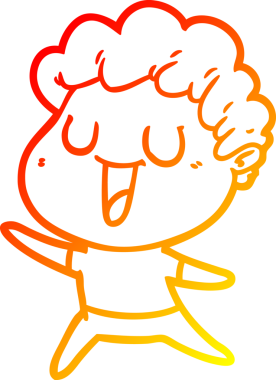 Bir insan tarafından çizilmiş gülen bir çizgi film karakterinin sıcak çizgi çizimi.