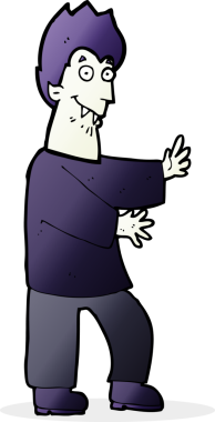 Bir insan tarafından çizilmiş vampir el sallayan çizgi filmi.