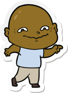 Bir insan tarafından çizilmiş garip bir adamın çıkartması.