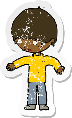 Bir insan tarafından çizilmiş, kafası karışmış bir çizgi filmin gerilimli çıkartması.