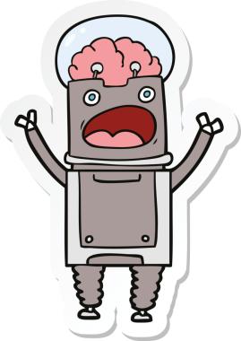 Bir insan tarafından çizilmiş robot karikatür çıkartması.