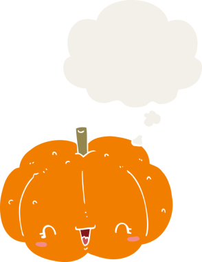 insan tarafından çizilmiş düşünce baloncuklu çizgi film balkabağı