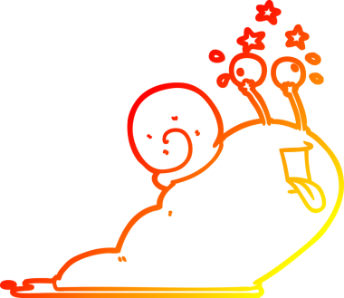 Bir insan tarafından çizilmiş çılgın bir salyangozun sıcak çizgi çizimi