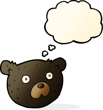 Bir insan tarafından çizilmiş düşünce baloncuklu kara ayı.