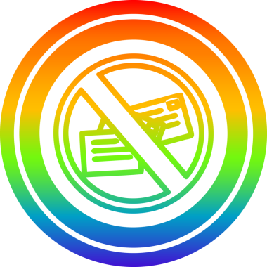 Bir insan tarafından çizilmiş gökkuşağı gradyanı olan posta dairesel simgesi yok