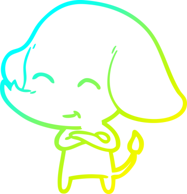 Bir insan tarafından çizilmiş şirin bir filin soğuk gradyan çizgisi