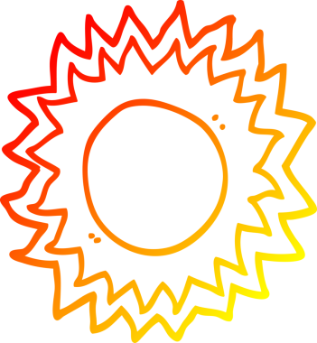 Bir insan tarafından çizilen çizgi film güneşinin sıcak çizgi çizimi