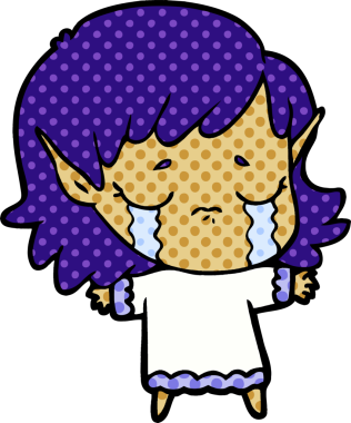 Bir insan tarafından çizilmiş ağlayan elf kızı.