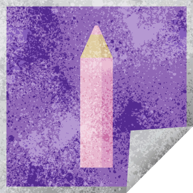 bir insan tarafından çizilmiş pembe renkli kalem grafik vektör kare etiketi