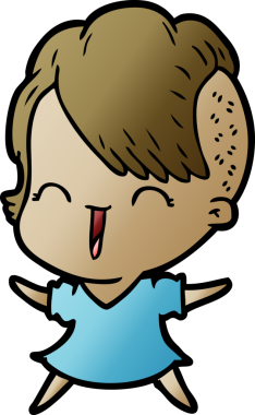 Bir insan tarafından çizilmiş mutlu hippi kız çizgi filmi.