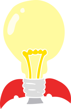 Bir insan tarafından çizilmiş ampul roket gemisinin düz renk çizimi