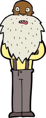 Bir insan tarafından çizilmiş sakallı yaşlı bir adam.