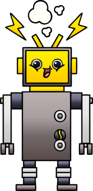 Bir insan tarafından çizilmiş bir robotun gölgelenmiş çizimi