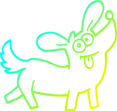 Bir insan tarafından çizilmiş mutlu bir köpeğin soğuk çizgi çizimi.