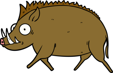 Bir insan tarafından çizilmiş vahşi bir domuz.