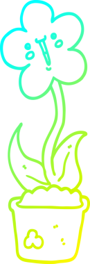 Bir insanın çizdiği karikatür çiçeğinin soğuk gradyan çizgisi.