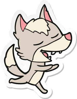 Bir insan tarafından çizilmiş bir kurt çizgi filminin çıkartması.