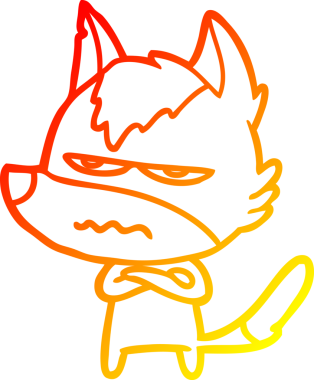 Bir insan tarafından çizilmiş kızgın bir kurdun sıcak çizgi çizimi.