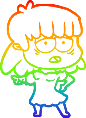 gökkuşağı gradyan çizgi çizimi bir insan tarafından çizilmiş yorgun bir kadın