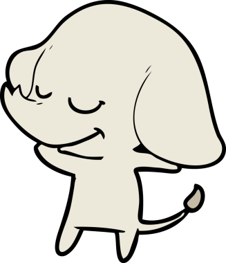 Bir insan tarafından çizilmiş gülümseyen bir fil.