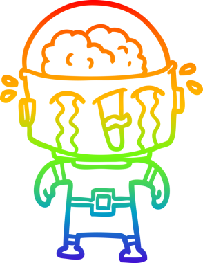 gökkuşağı gradyan çizimi bir insan tarafından çizilmiş ağlayan bir robot çizgi