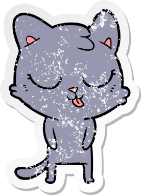 Bir insan tarafından çizilmiş karikatür bir kedinin sıkıntılı çıkartması.