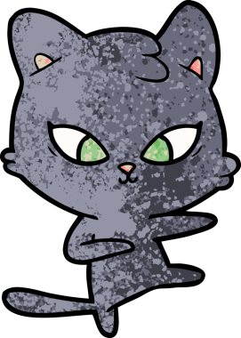 Bir insan tarafından çizilmiş sevimli çizgi film kedisi.