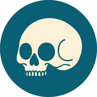 Bir insan tarafından çizilmiş bir kafatasının ikonik dövme şekli