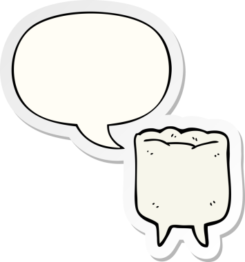 Bir insan tarafından çizilmiş balon çıkartmalı çizgi film dişleri.