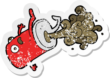 Bir insan tarafından çizilmiş eski bir içki kutusunun gerilimli yapıştırması.