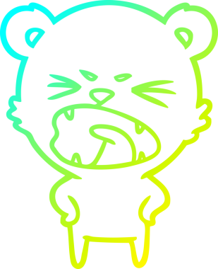 Bir insan tarafından çizilen kızgın çizgi film ayısının soğuk gradyan çizgisi.