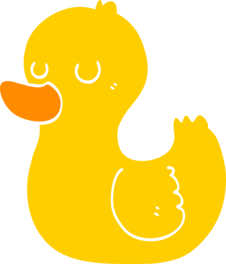 Bir insan tarafından çizilmiş düz renkli çizgi film ördeği