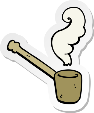 Bir insan tarafından çizilmiş sigara içilen bir karikatür etiketi.