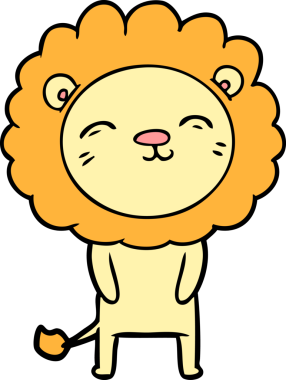 Bir insan tarafından çizilmiş çizgi film aslanı.