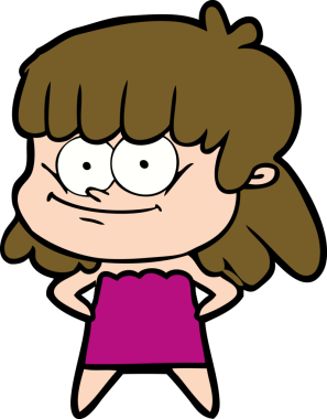 Bir insan tarafından çizilmiş gülümseyen bir kadın.