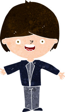 Bir insan tarafından çizilmiş kolları açık mutlu çocuk çizgi filmi.