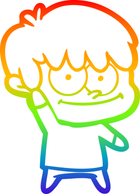 gökkuşağı gradyanı çizimi bir insan tarafından çizilmiş mutlu bir çizgi film adamı