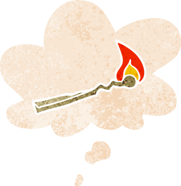 çizgi film yakma kibriti grunge sıkıntı retro stil bir insan tarafından çizilmiş