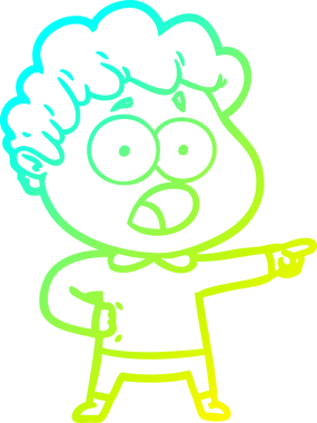 Bir insan tarafından çekilen şaşkınlık içinde soluk soluğa bir çizgi film karakteri çizimi.